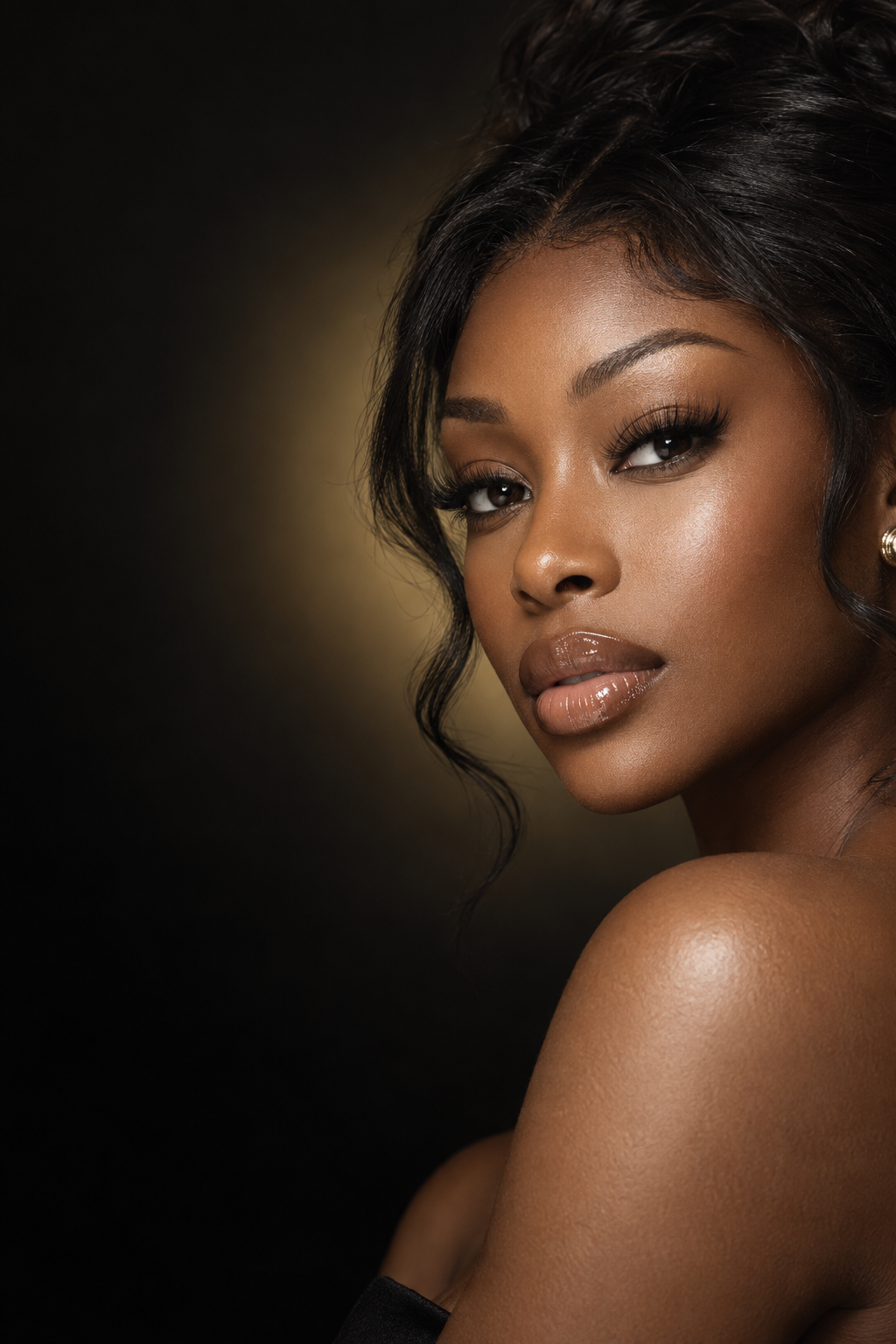 Luxury beauty portrait featuring soft-volume eyelash extensions